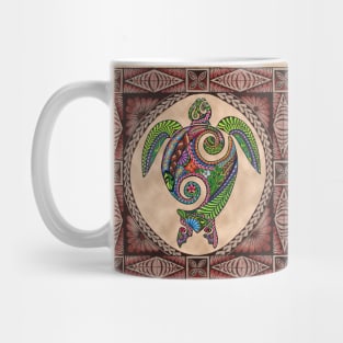 Green Sea Turtle with tapa siapo design Mug